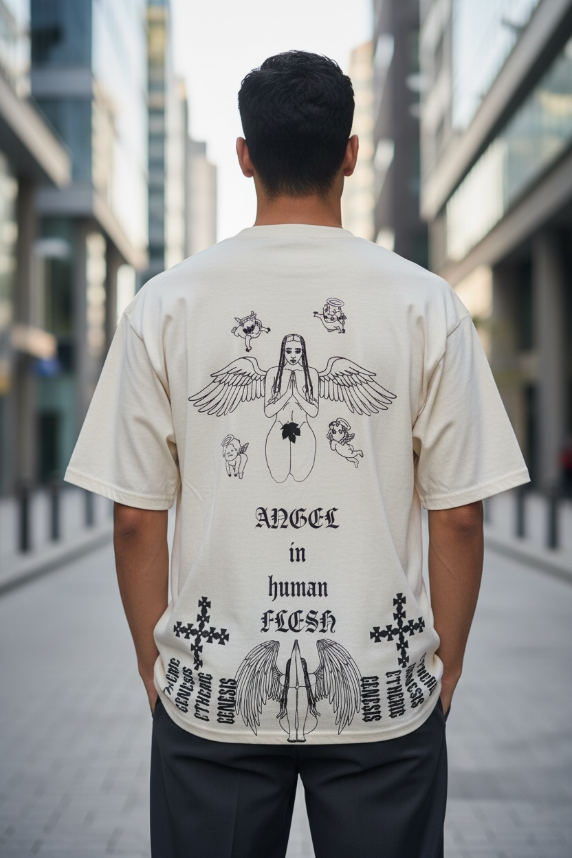 Angel in human flesh white t-shirt